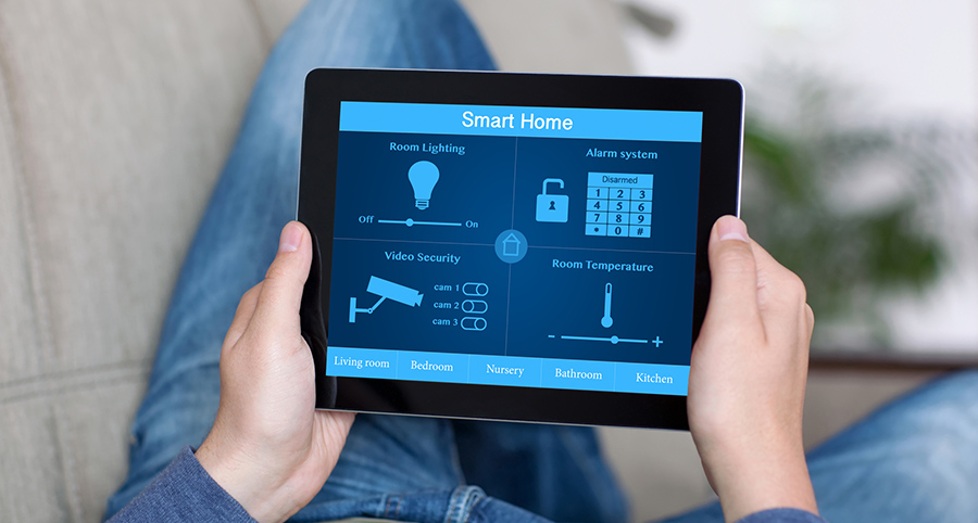The ability to access and control security components from a mobile device is one of the top smart home trends in Columbus. Close-up of smart home security app.